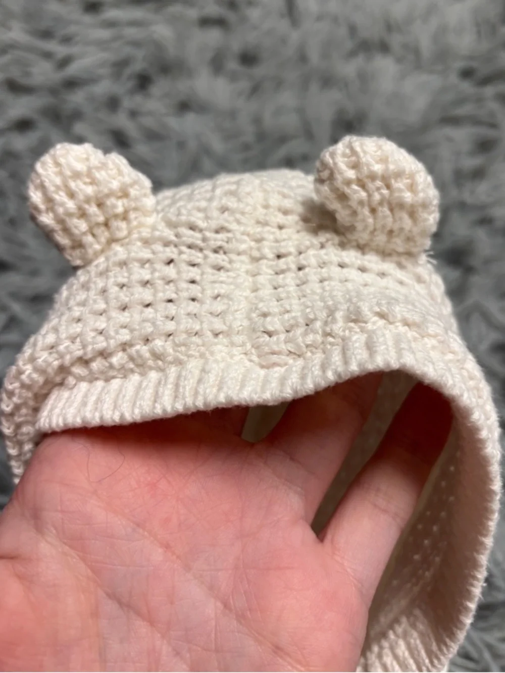 Carter's Cream Knit Hooded Baby Cardigan with Bear Ears